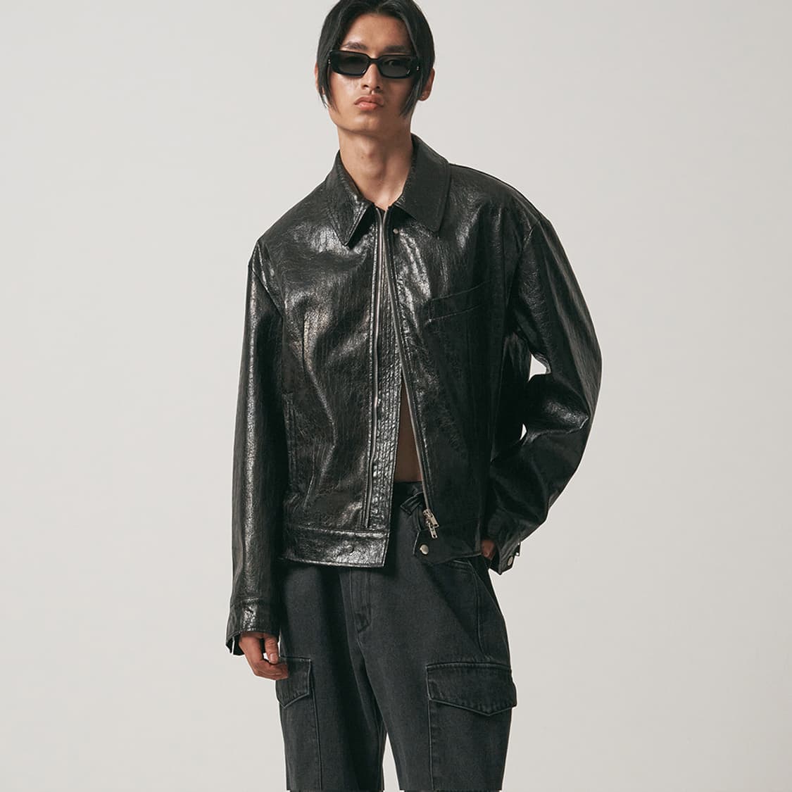 Noier 크랙 레더 자켓 상품이미지2