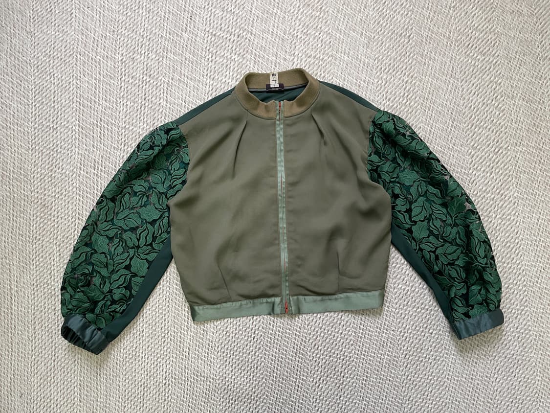 빈티지 Rosier 플로럴 레이스 슬리브 배색 집업 자켓 상품이미지5