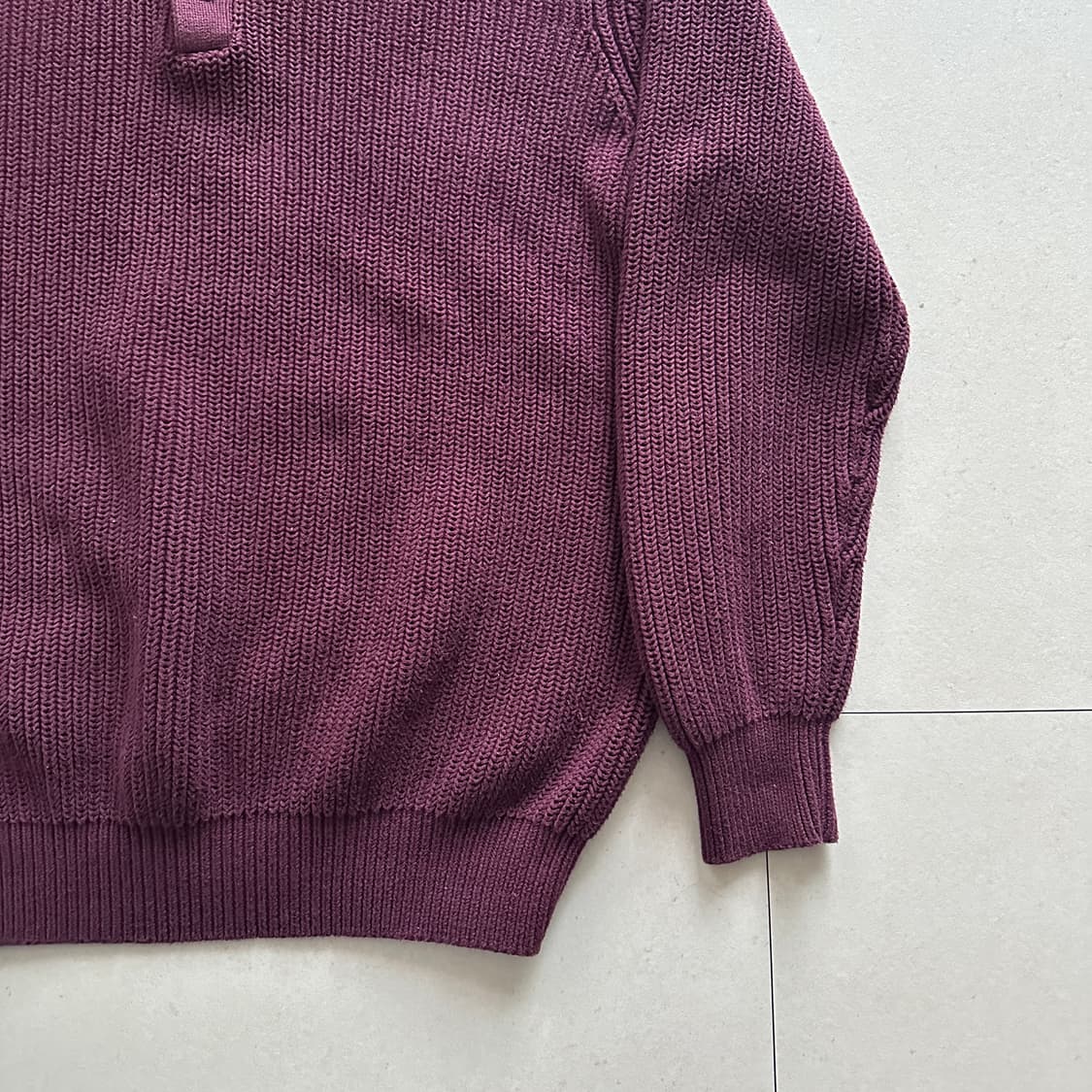 90s 엘엘빈 헨리넥 코튼 니트 XL 상품이미지4