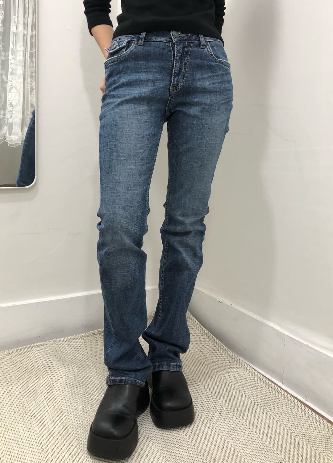 cross detail slim fit denim pants 상품이미지2