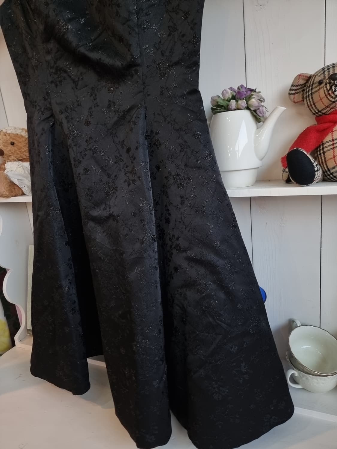 블랙 자가드 리본 원피스 상품이미지3