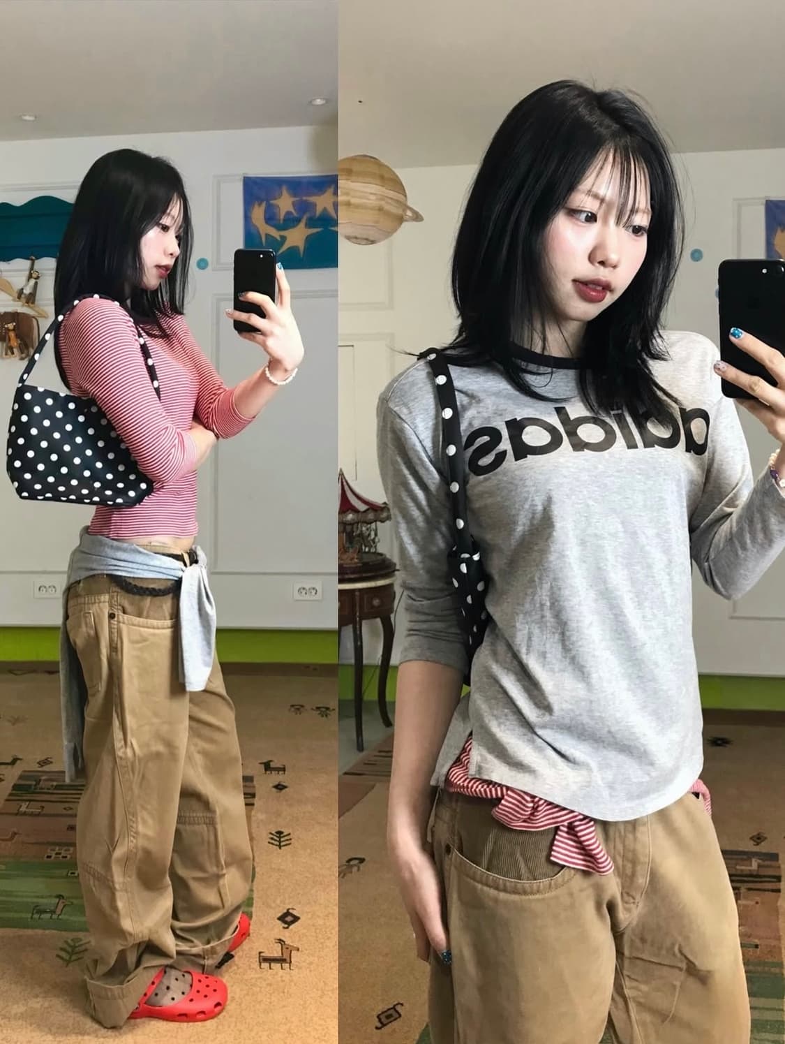 캐주얼하게 풀어낸 빈티지 무드에 귀여운 도트백 까지𓂃˖₊ 상품이미지1