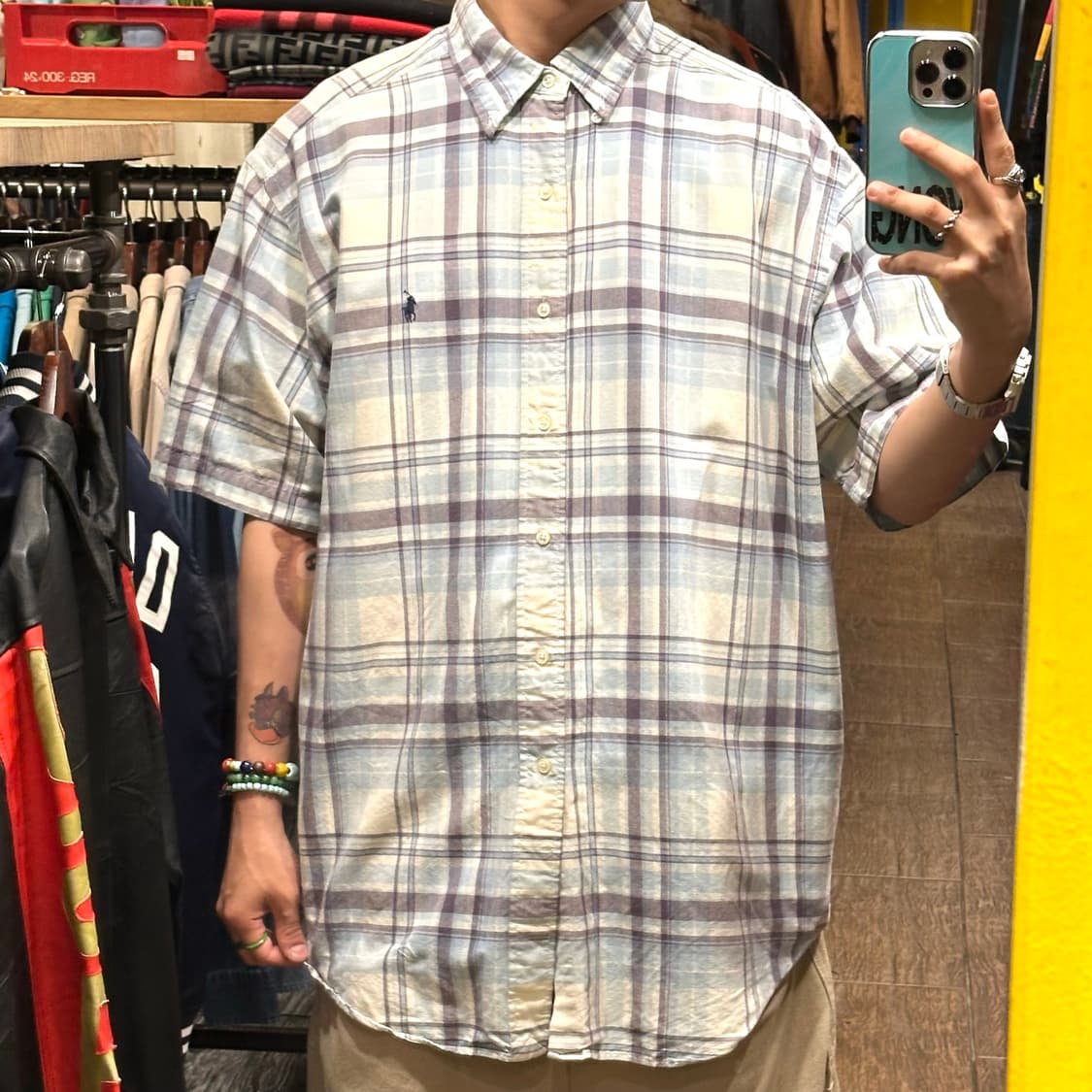 [HI] 폴로 랄프로렌 반팔 셔츠 체크블루 상품이미지1