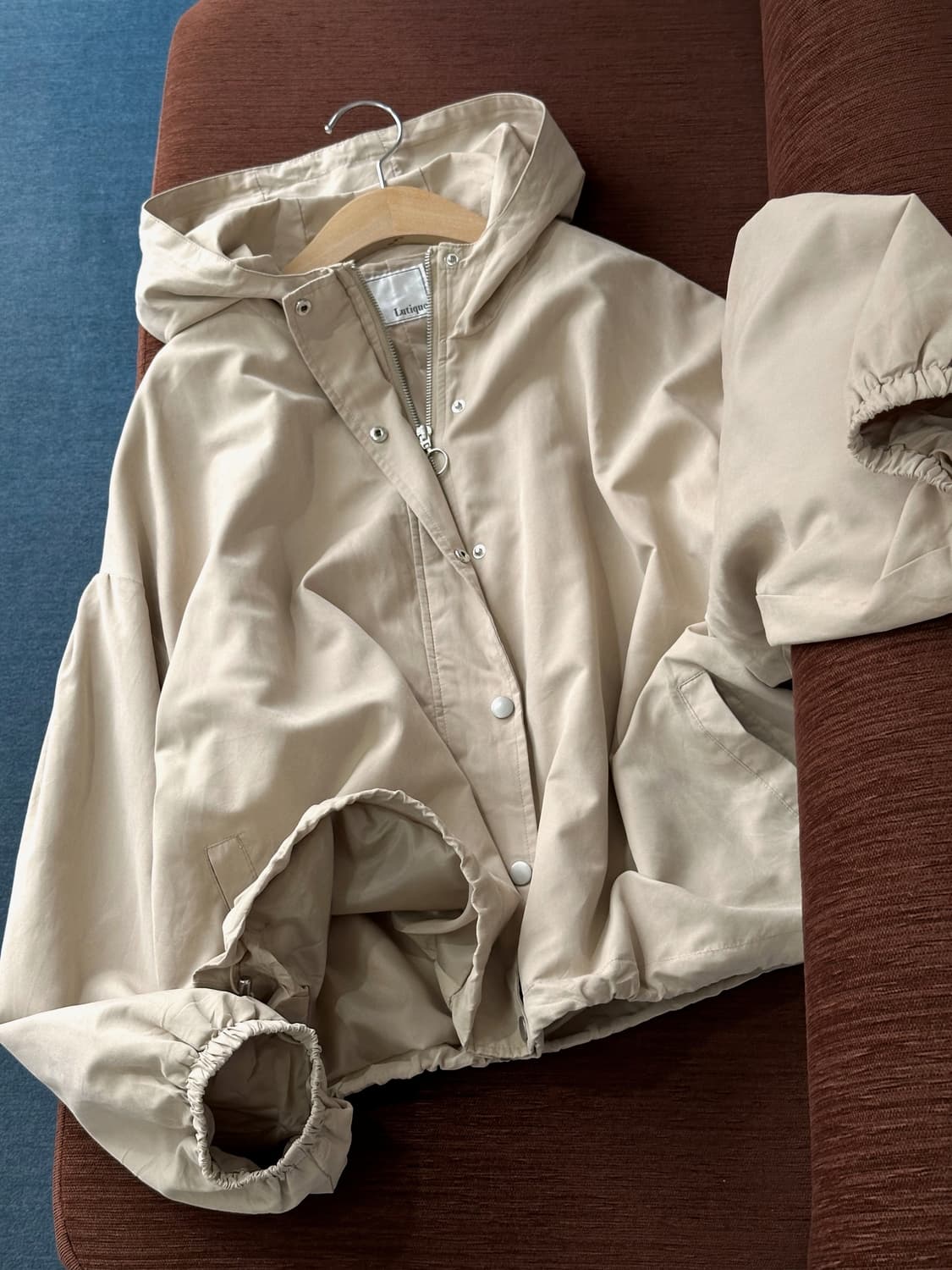 Poly nylon cropped wide parka 상품이미지1