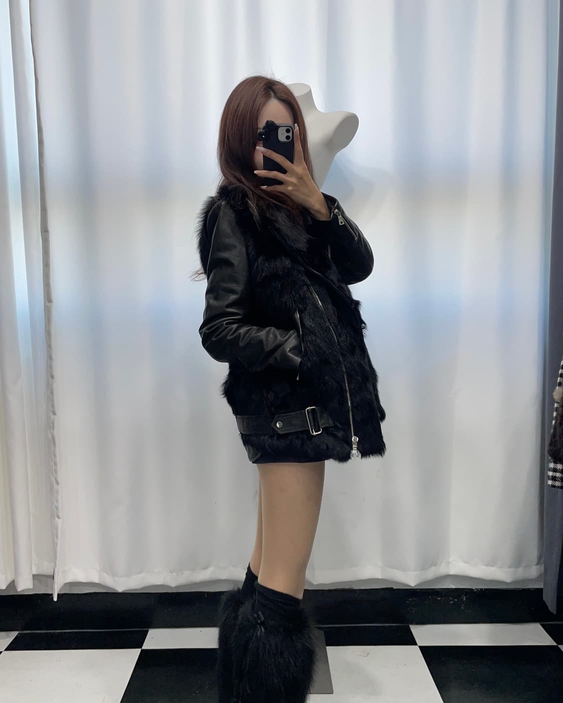 🎸블랙 퍼 레더 자켓🎸 상품이미지2