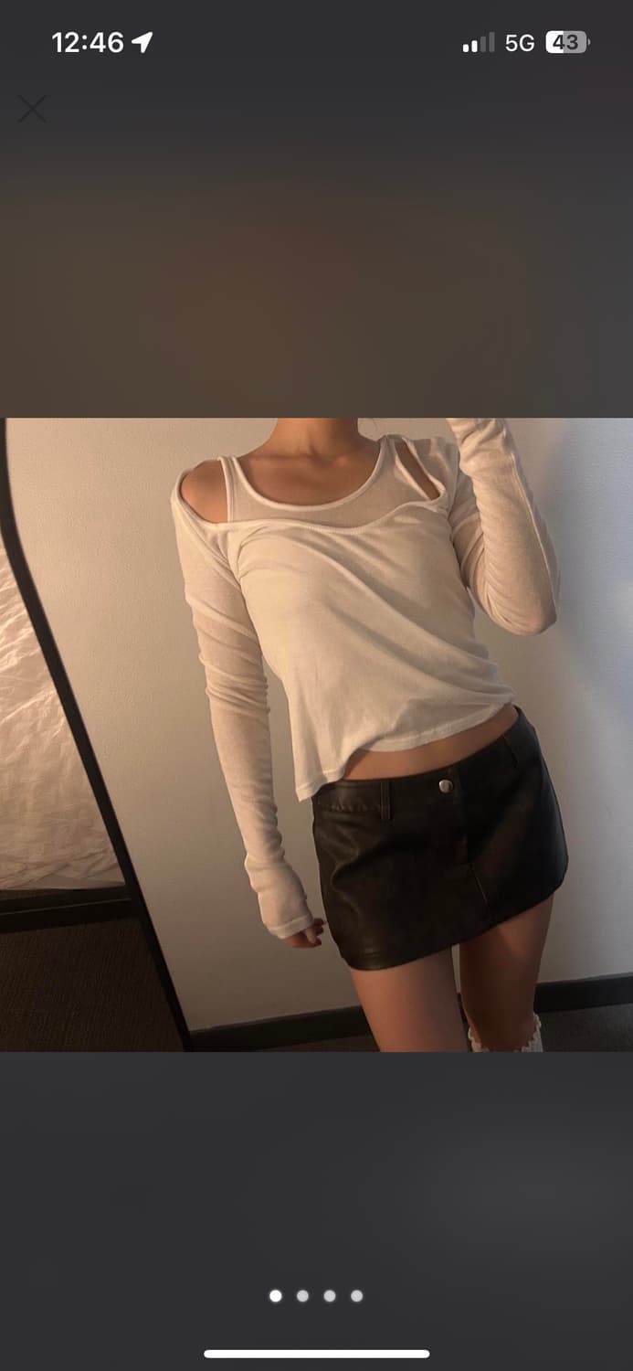 레이어드 화이트 롱 슬리브 탑 상품이미지1