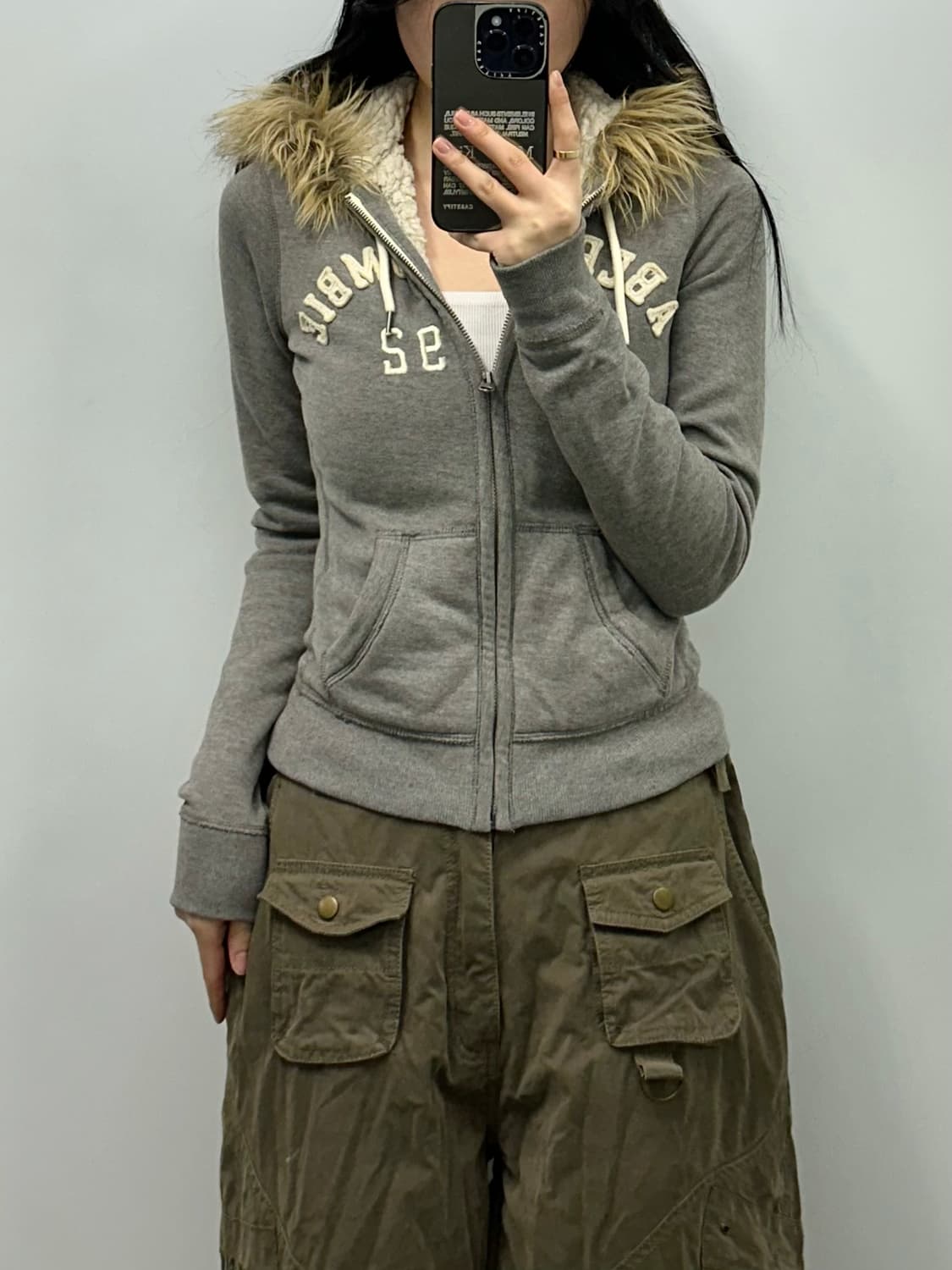 아베크롬비 y2k 와투케 그레이 울프죠 후드집업 상품이미지1