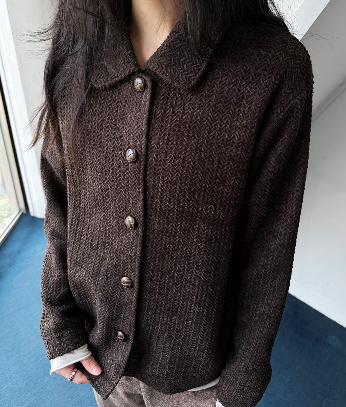 Inner fleece design knitted single jacke 상품이미지4
