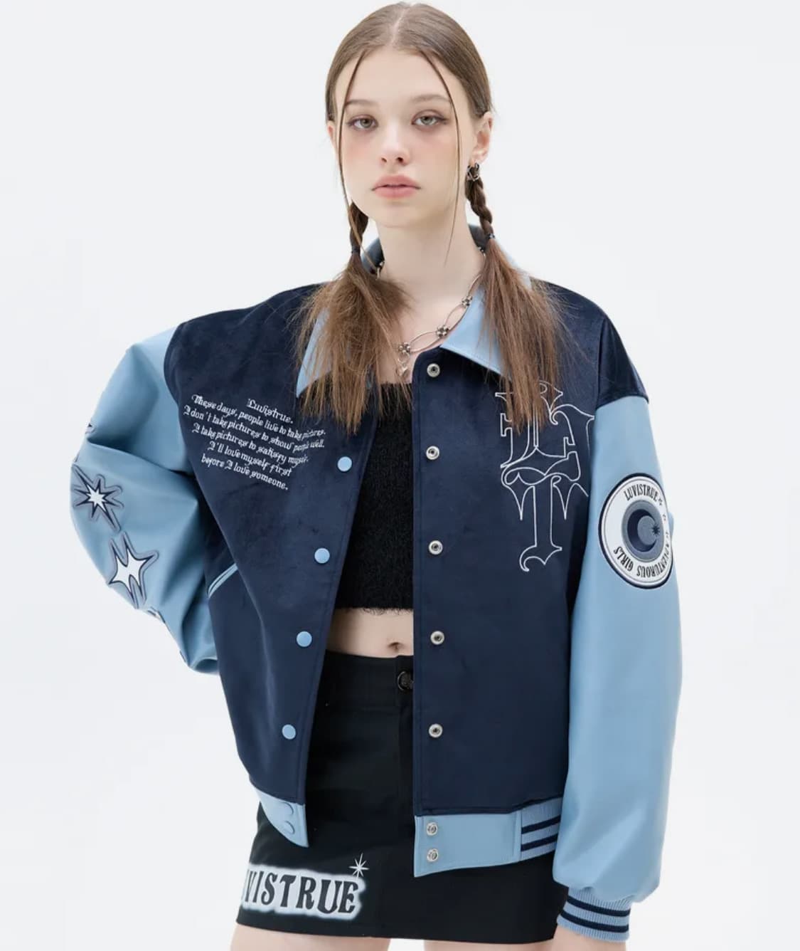 러브이즈트루 LVT VARSITY JACKET(BLUE) 상품이미지1