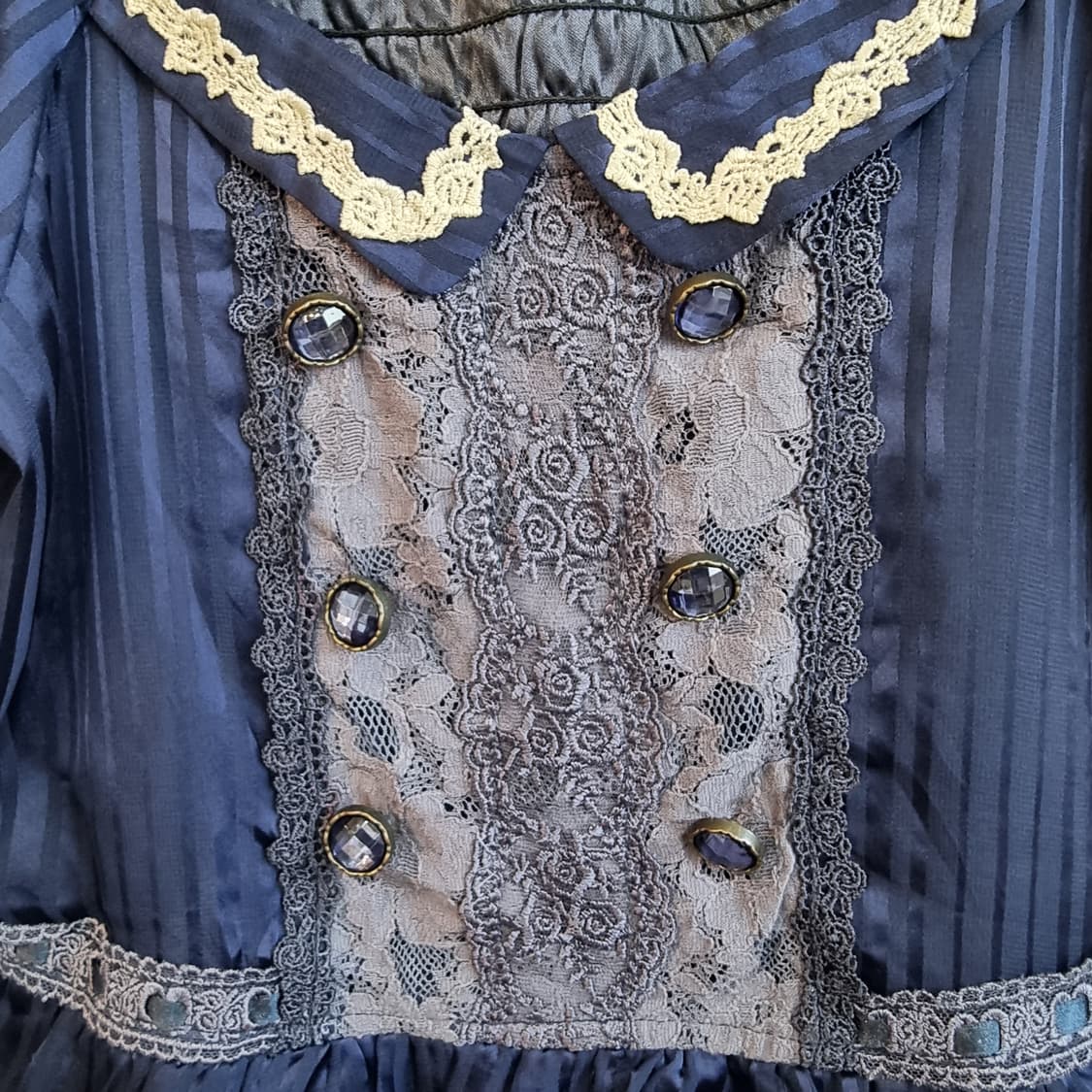 axes femme(엑시즈팜) 네이비 스트라이프 레이스 원피스 상품이미지2