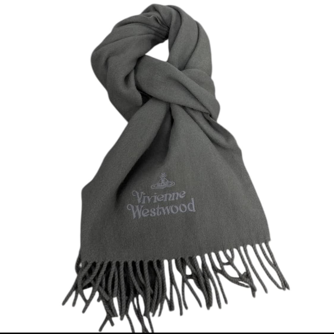 비비안웨스트우드 오브 자수 울 머플러 (그레이) 상품이미지1