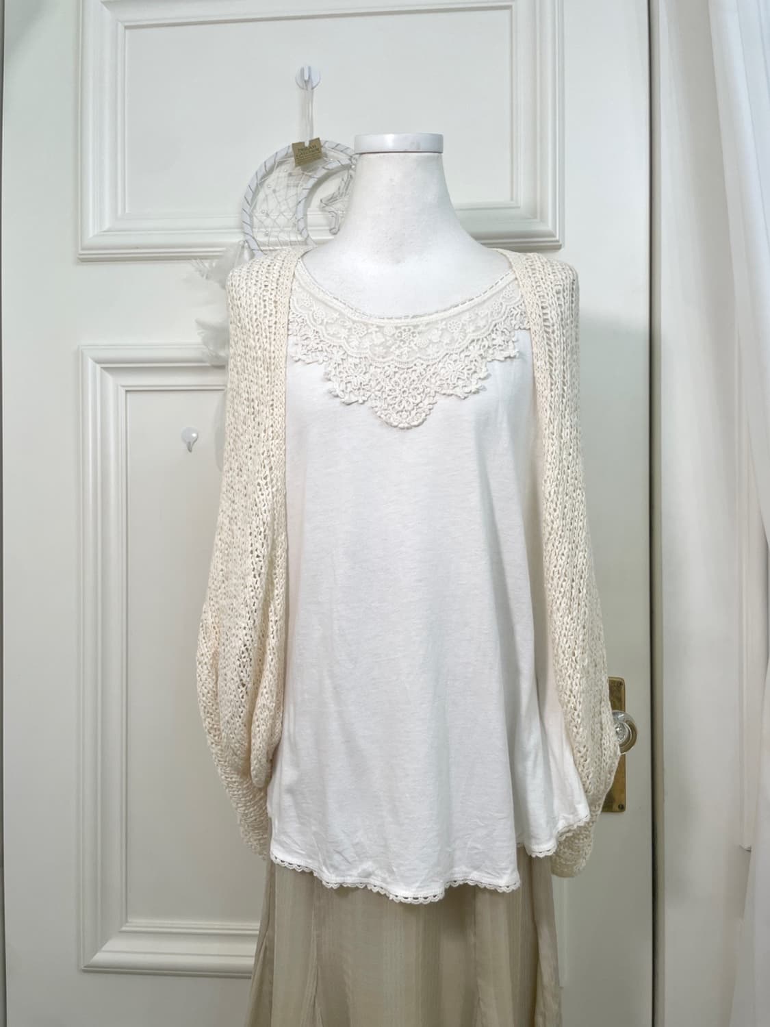 ivory crochet open cardigan&EARTH white 상품이미지1