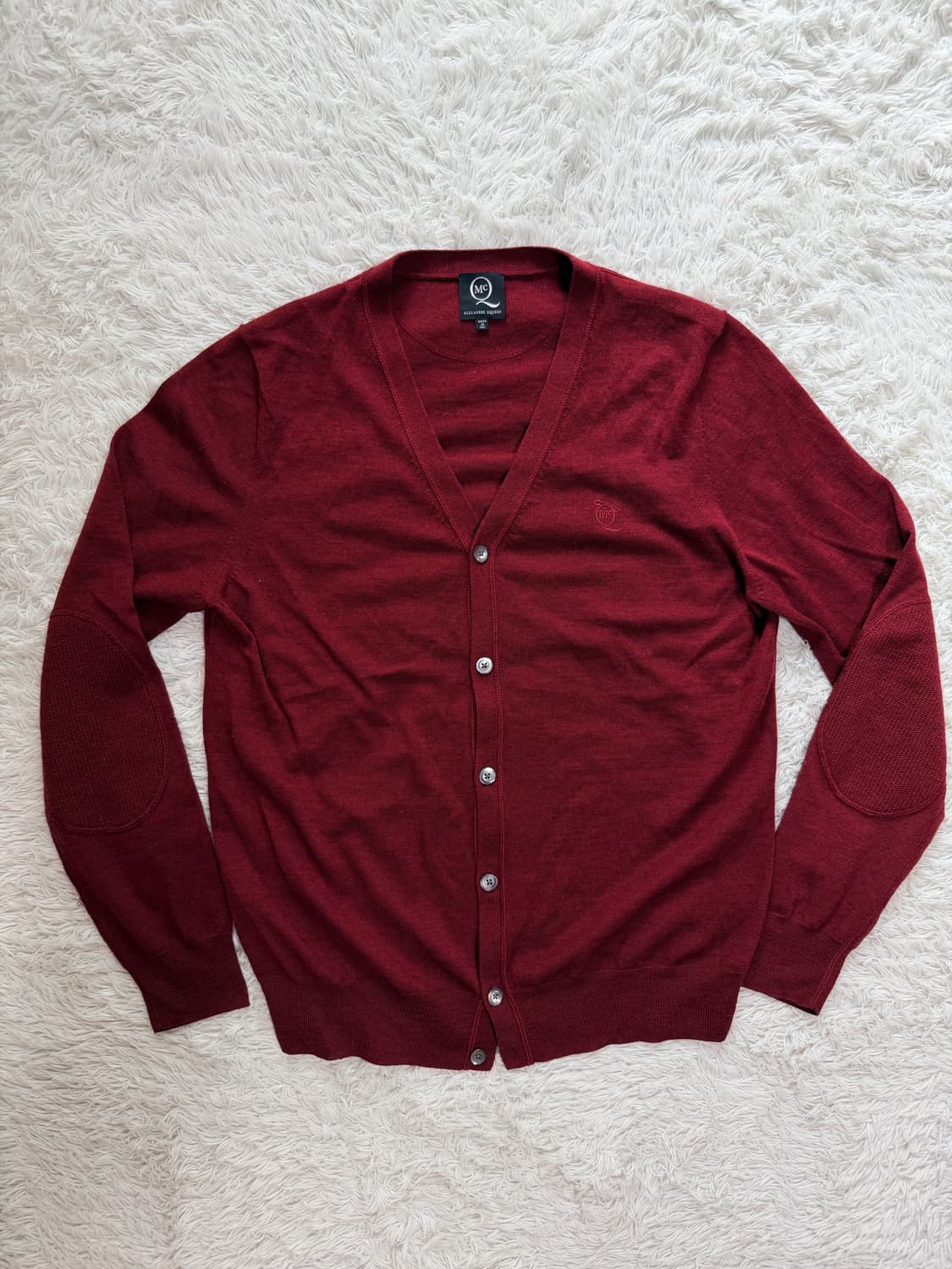 [McQ Alexander McQueen] 엘보 패치 울 가디건 - 버건 상품이미지1