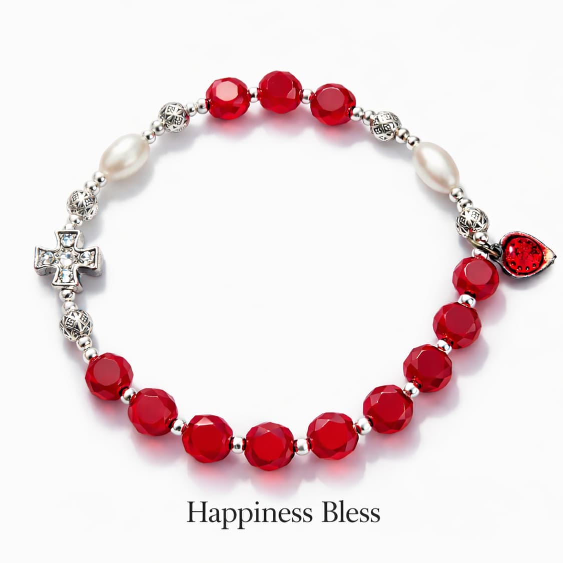 인공 루비 & 바로크 진주 묵주 팔찌 상품이미지1