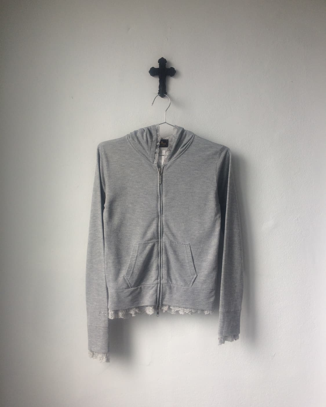 Lace trimming hood zip up 상품이미지2
