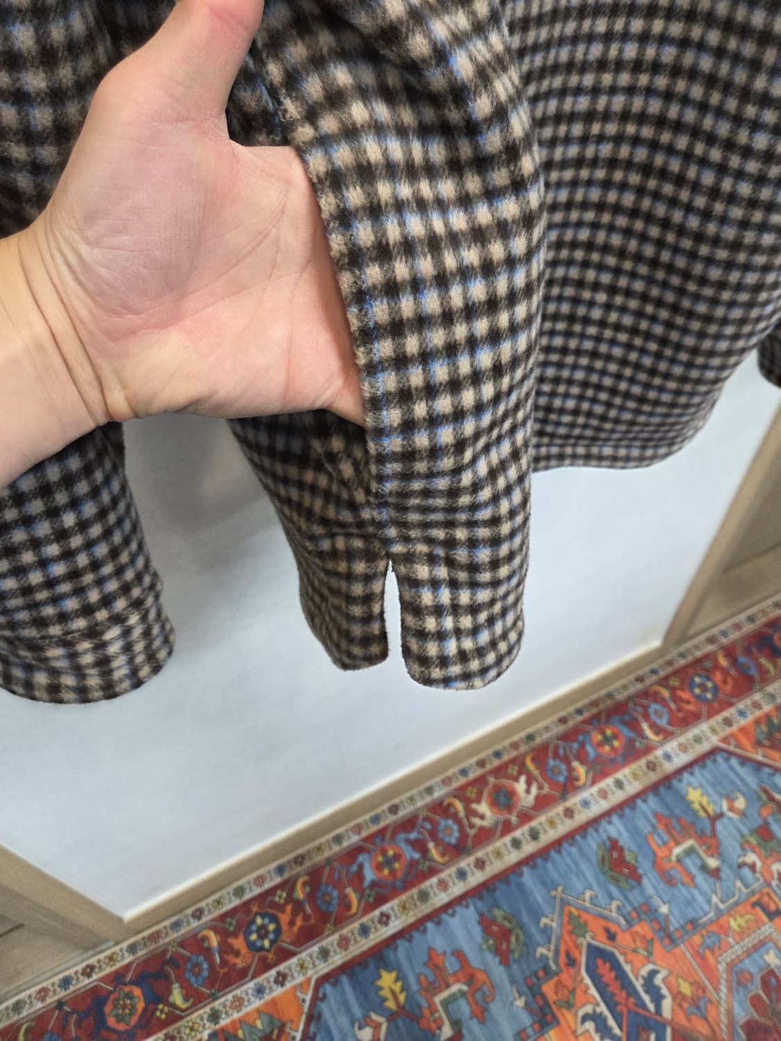 지오송지오 안감플리스 사이드 포켓 체크 점퍼형 셔츠 xl 상품이미지6