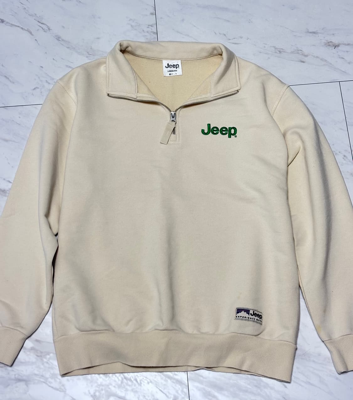 지프 반집업 맨투맨 아이보리 S 상품이미지1