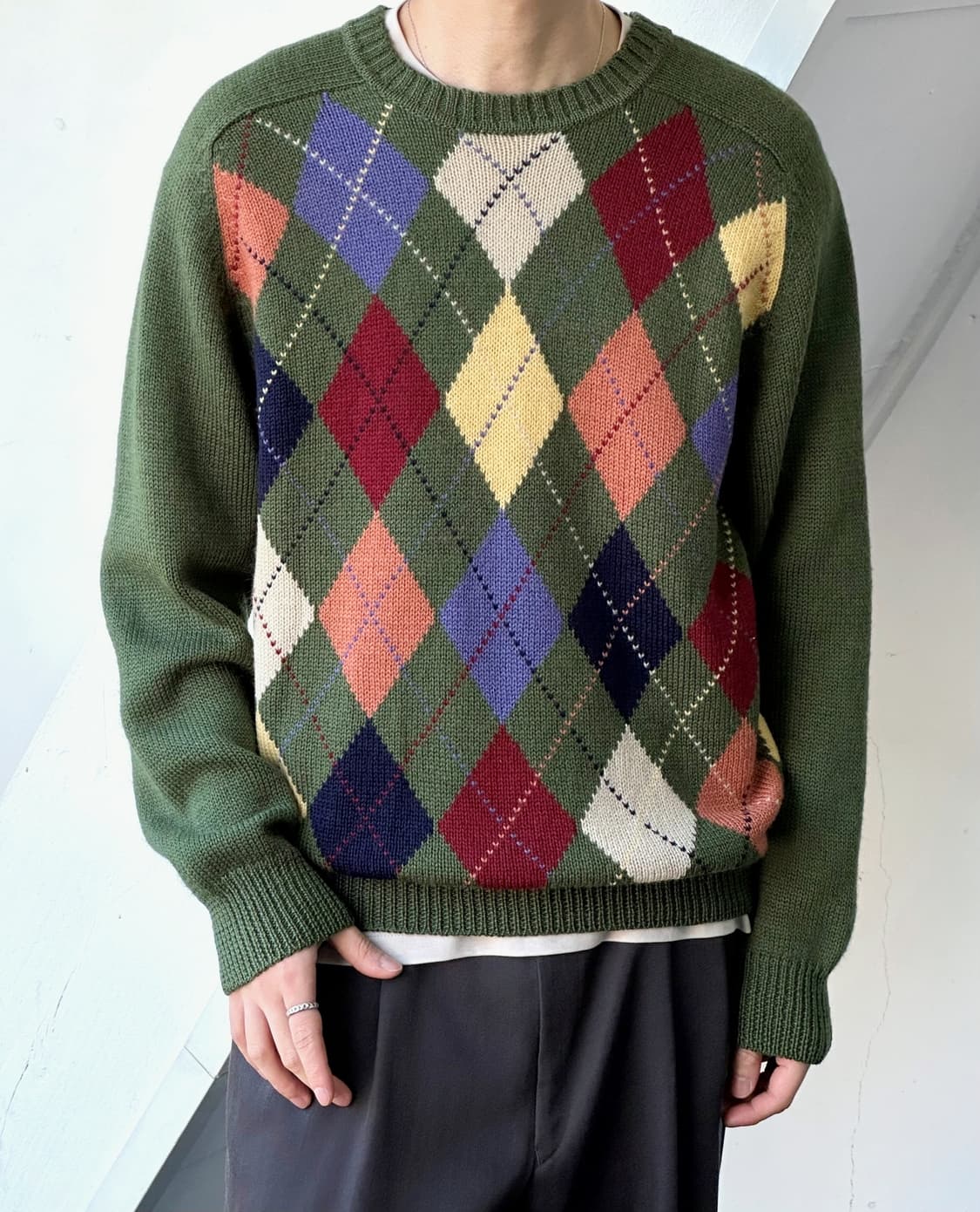 Dry wool argyle pattern knit P/O 상품이미지7
