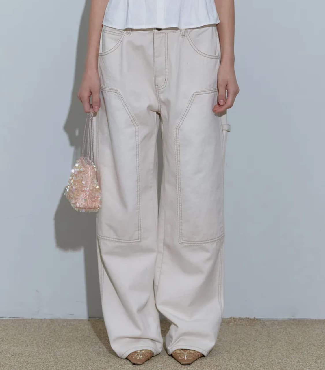 스털프터 Lace Double Knee Pants Peach Twill 상품이미지1