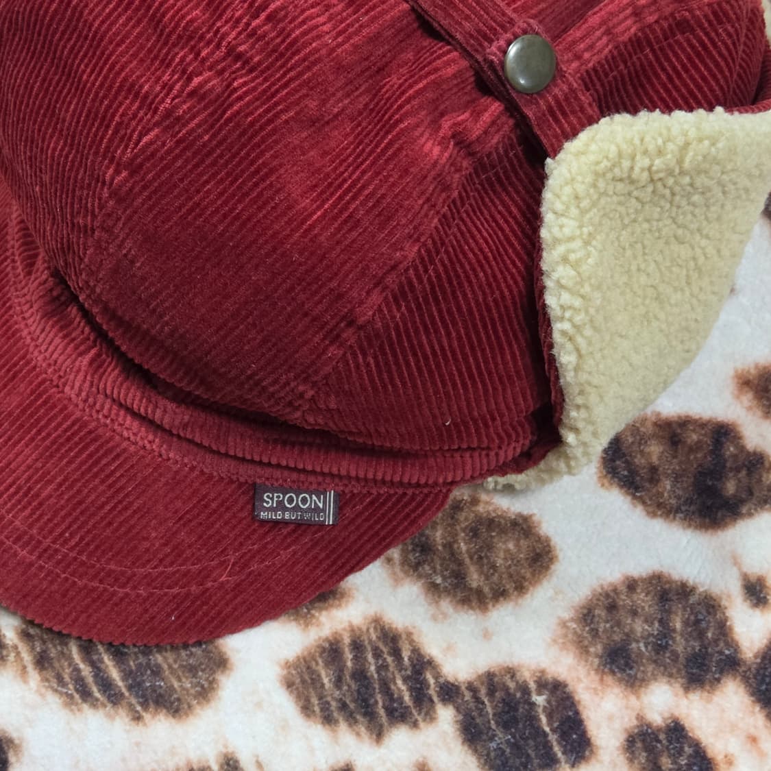빈티지 레드 코듀로이 군밤 모자 트루퍼햇 상품이미지4