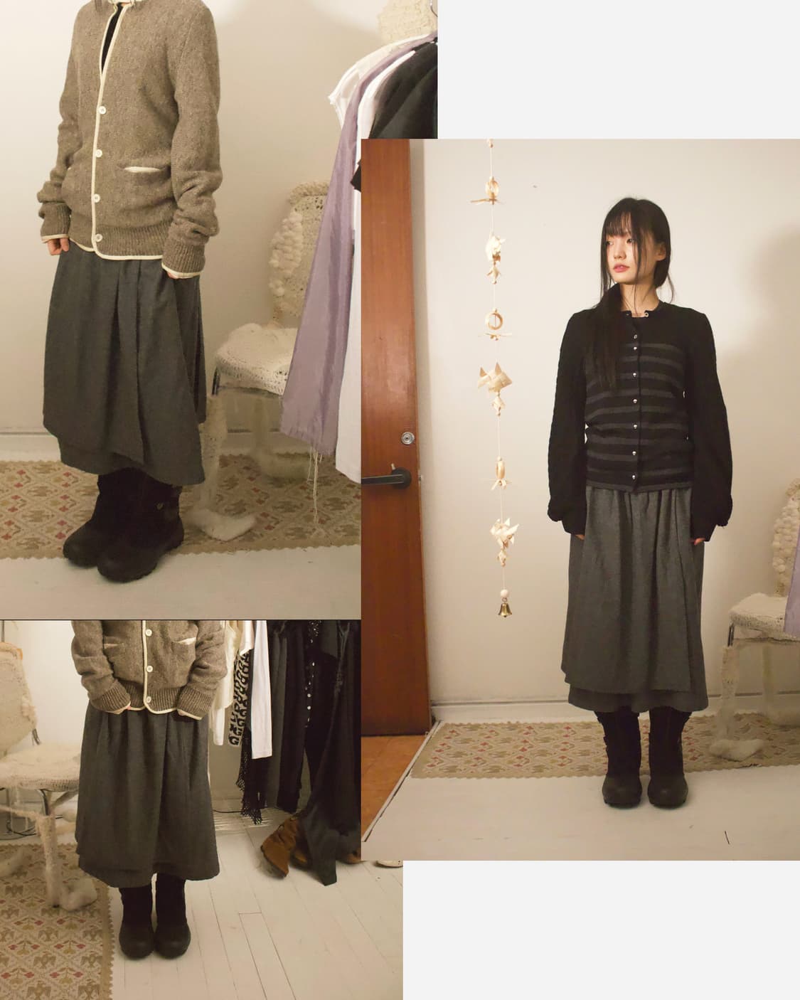 wool layerd prill skirt 상품이미지4