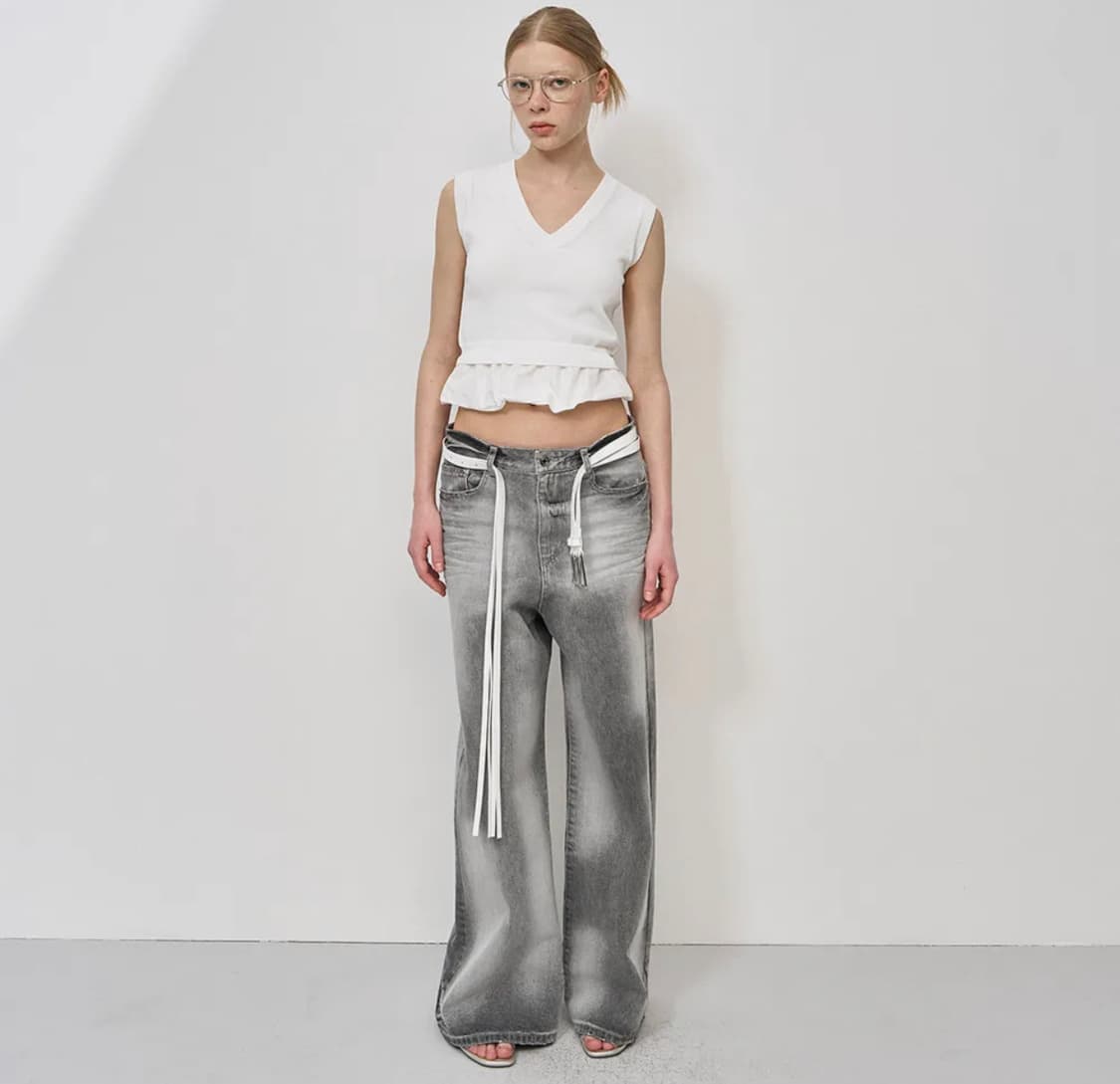 LCDC HAND BRUSHED WIDE-LEG DENIM (GREY) 상품이미지4