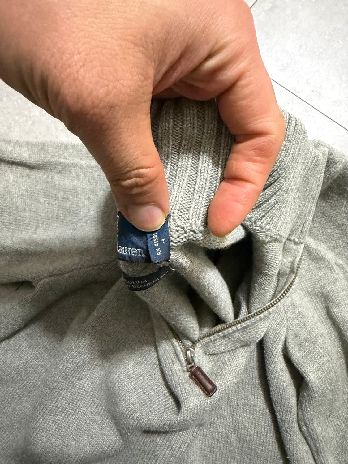 랄프로렌 폴로 그레이 컬러 빈티지 코튼  하프집업 100size   상품이미지5