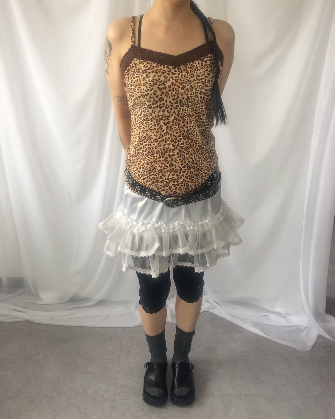 Lace trimming leopard pattern sleeveless 상품이미지6