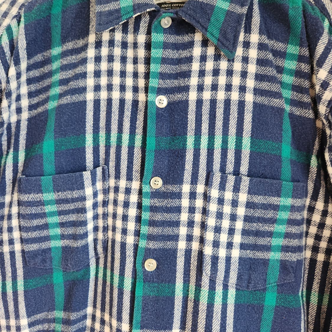 80s Golden key 헤비 플란넬 오픈카라 셔츠(USAmade) 상품이미지4