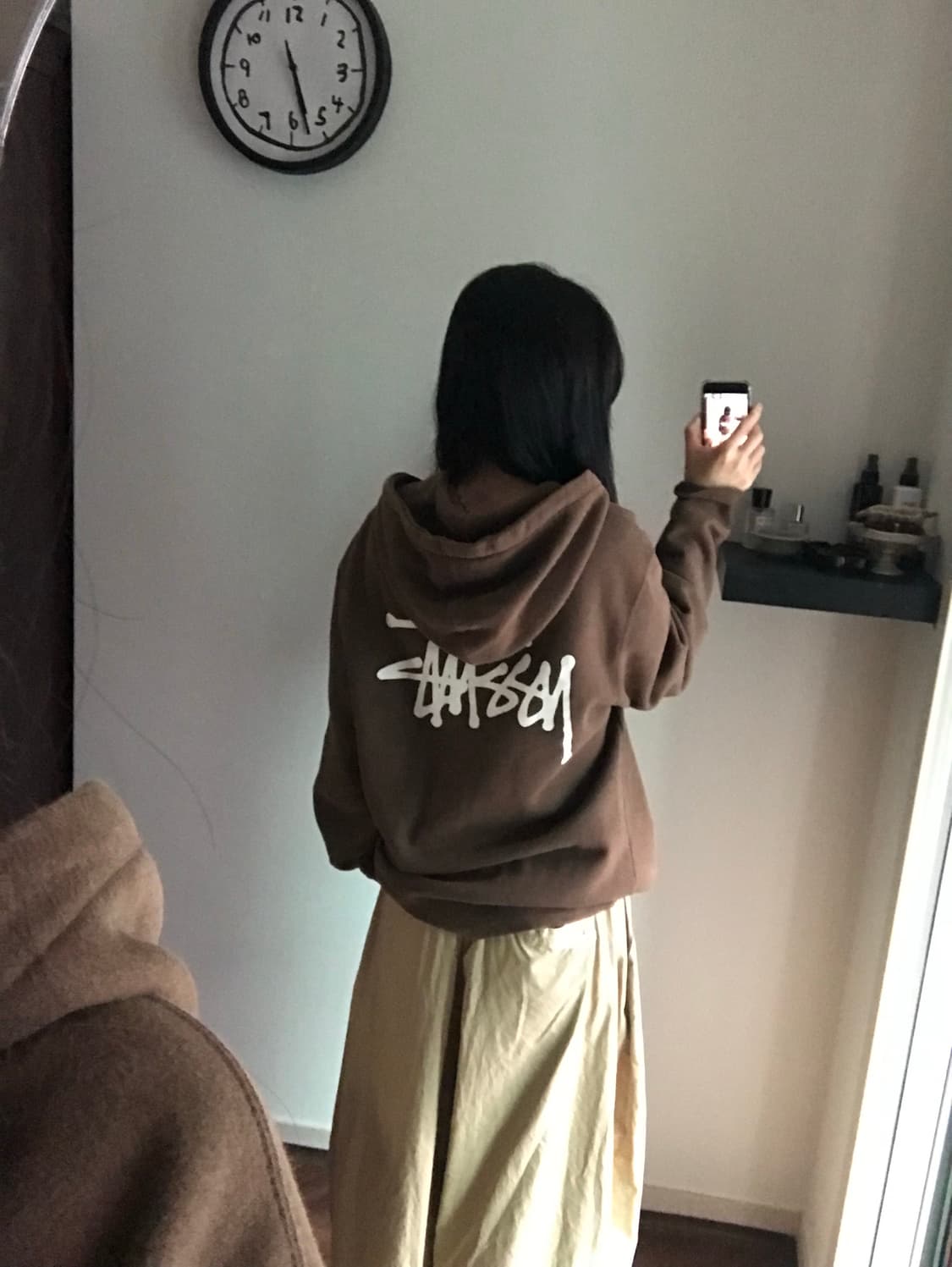 스투시 스탁 로고 브라운 후드집업 상품이미지1