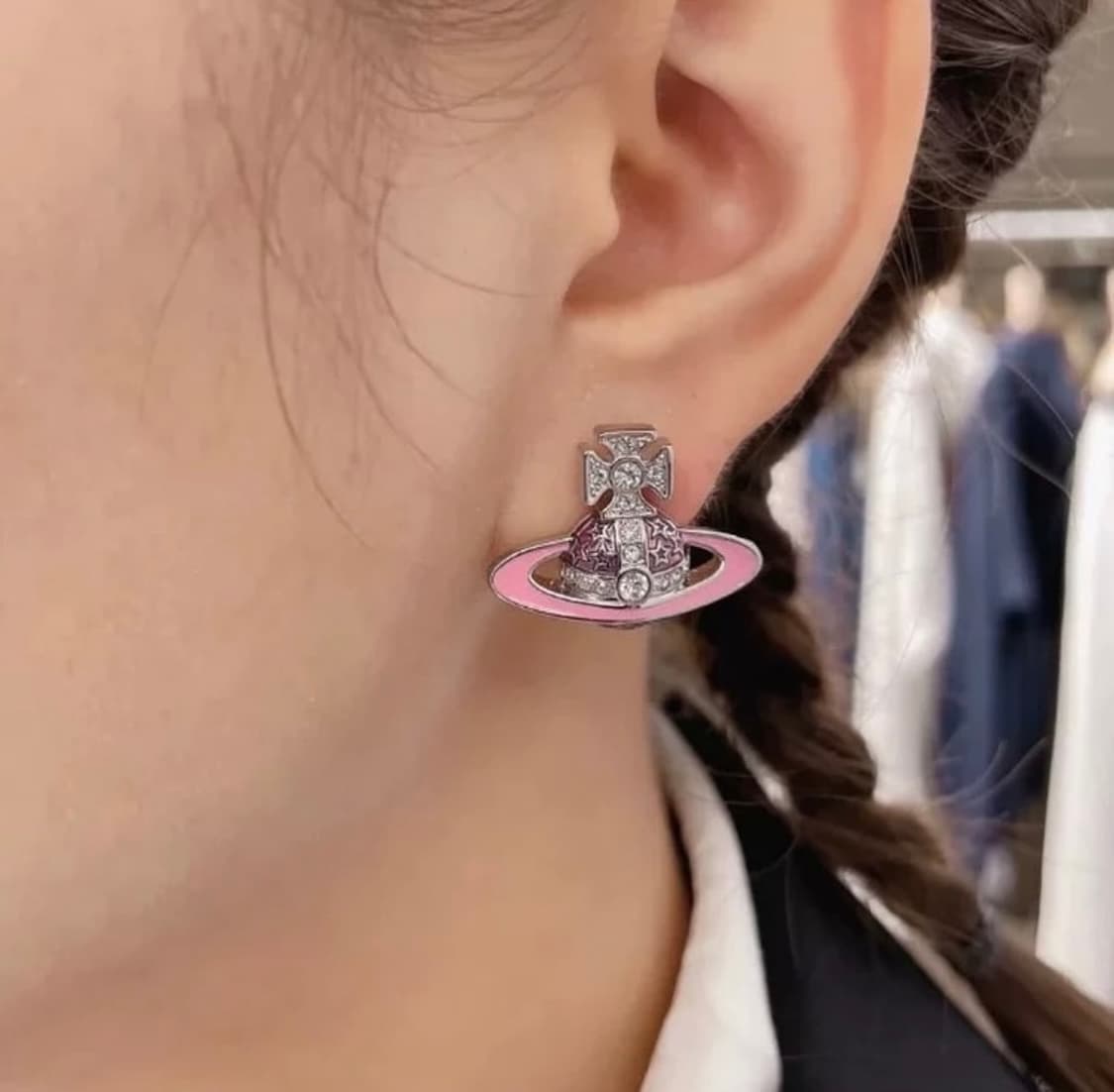 비비안웨스트우드 록산느 핑크 실버 이어링 상품이미지3