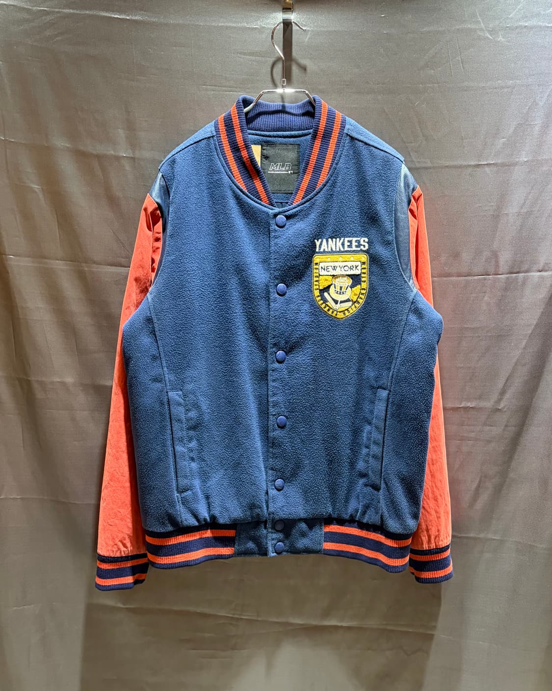 L MLB 뉴욕양키스 패치 빅로고 바시티 자켓 상품이미지3