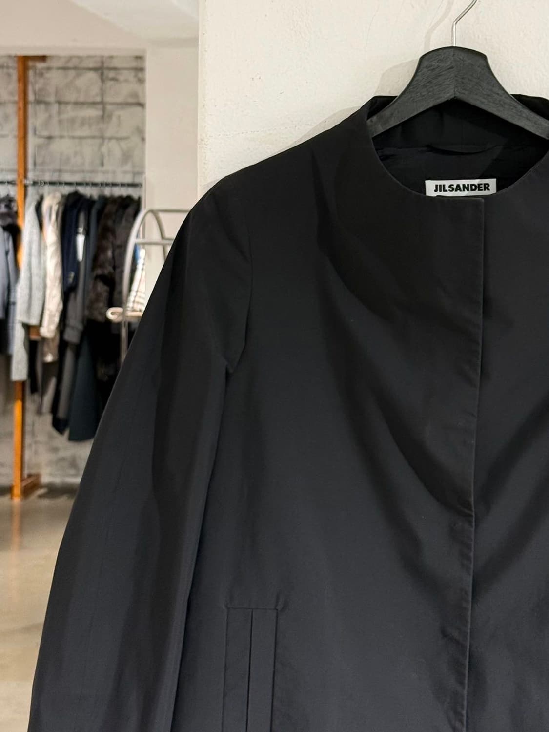 질샌더 블랙 노카라 7부 폴리 자켓 상품이미지2