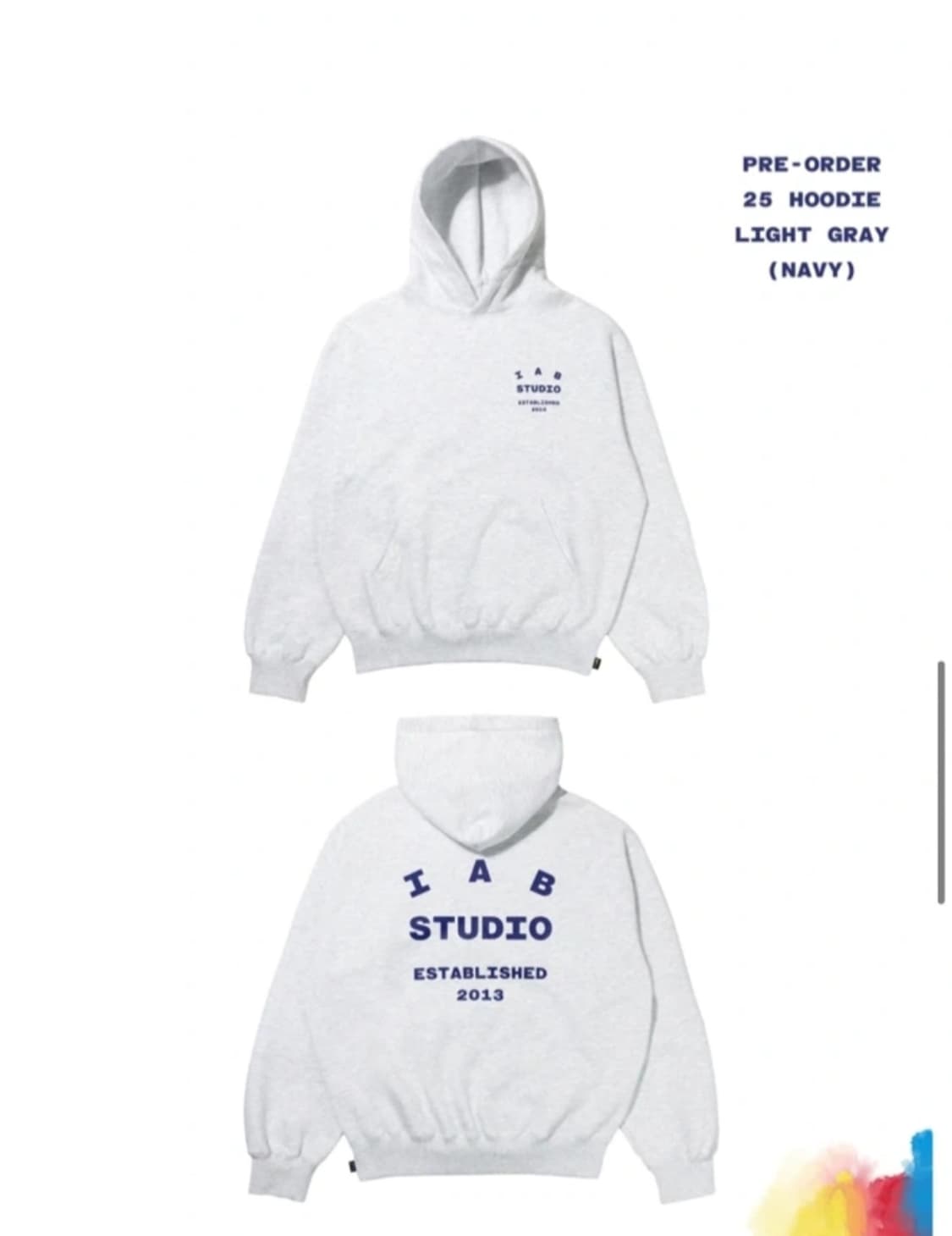  IAB 스튜디오 25 후드티 라이트 그레이 네이비 xl. 미개봉 새상품 상품이미지1