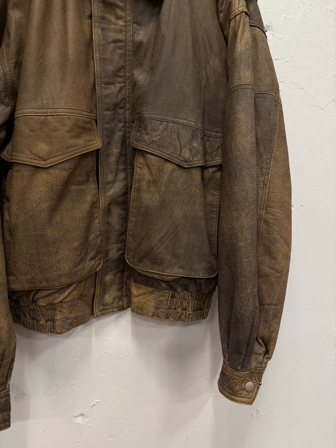 (L) 90s Map-Lined Leather Bomber Jacket  상품이미지3