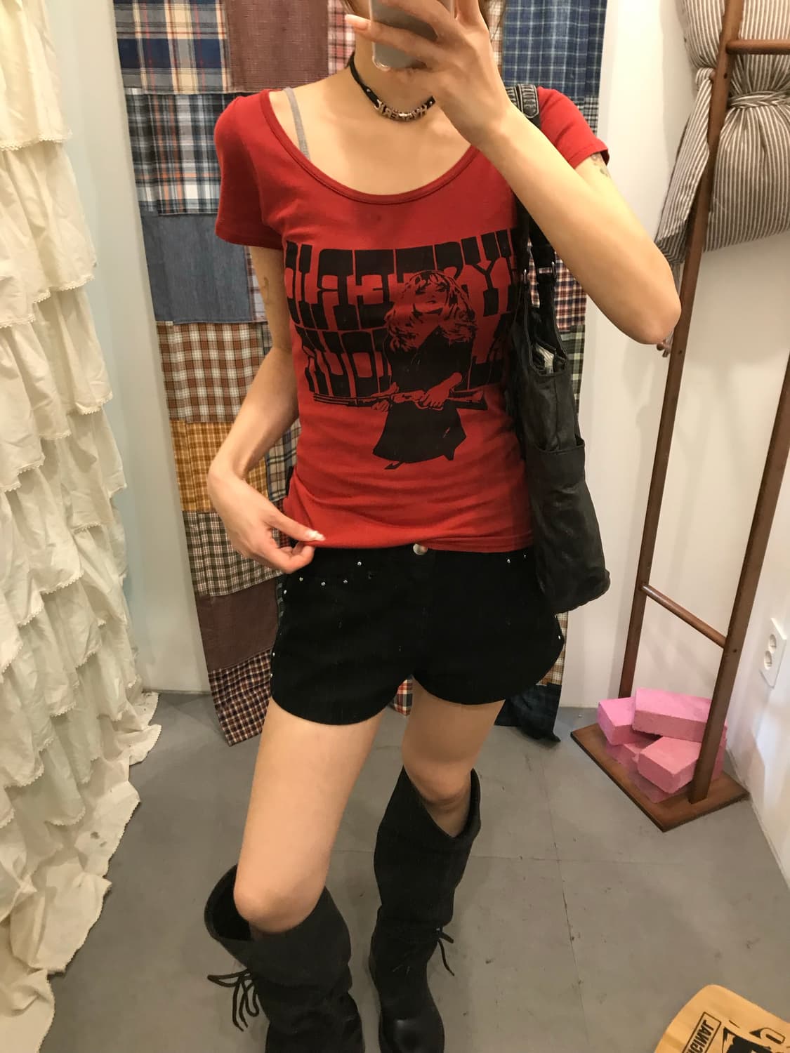 히스테릭글래머 레드 히스걸 반팔티 상품이미지5
