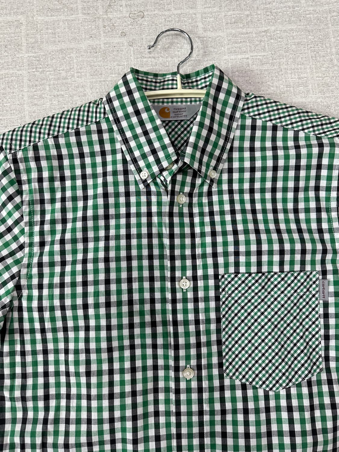 칼하트 그린 체크 반팔 셔츠 상품이미지3