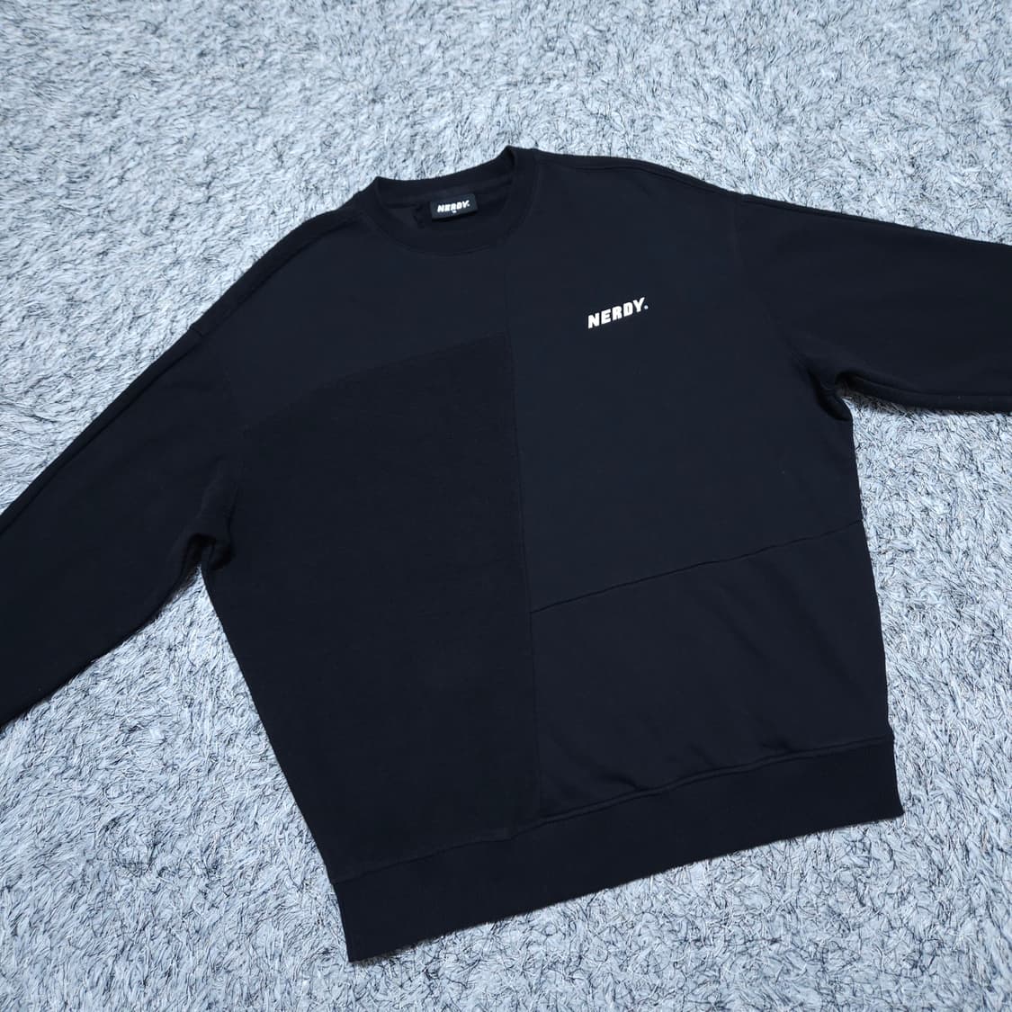 널디) M(100~) 남자 오버핏 검정맨투맨 스웨트셔츠 / 왕눈이샵 상품이미지2