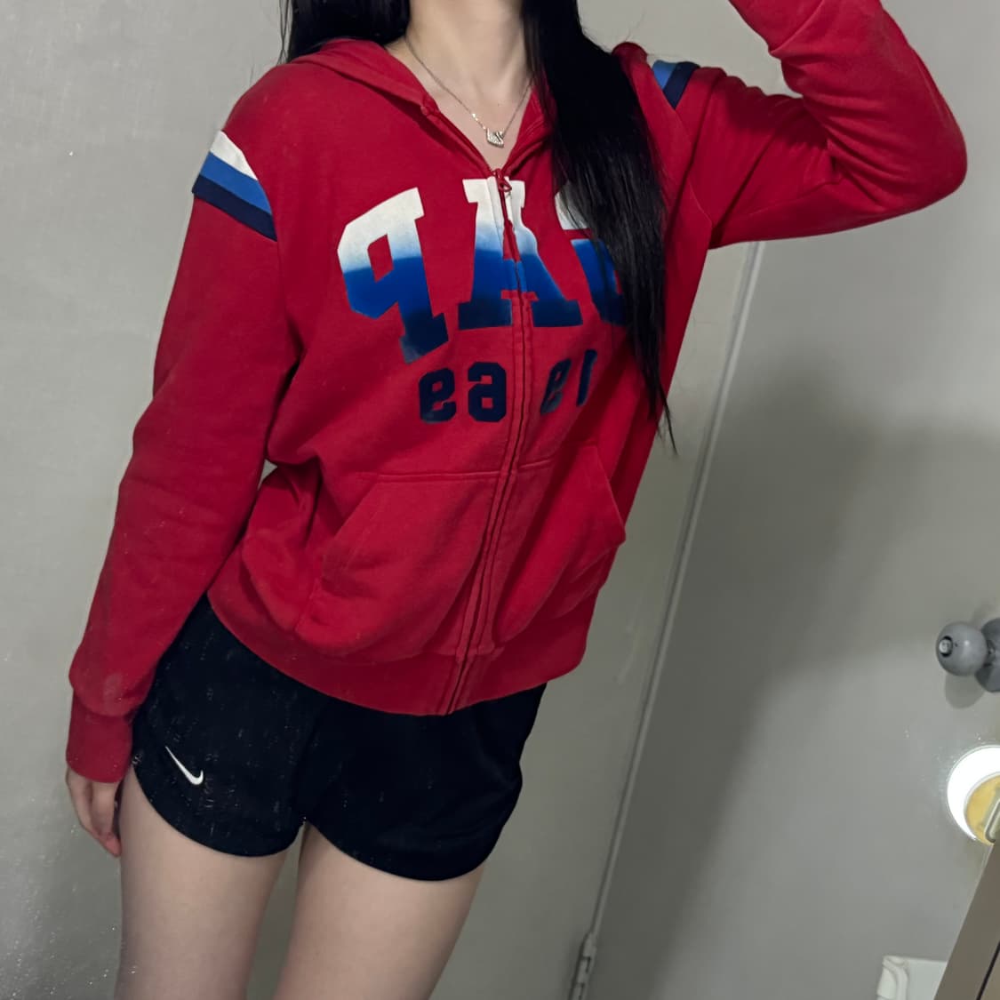 Y2k 갭 GAP 1968 블루 그라데이션 레드 후드집업 boo 상품이미지2