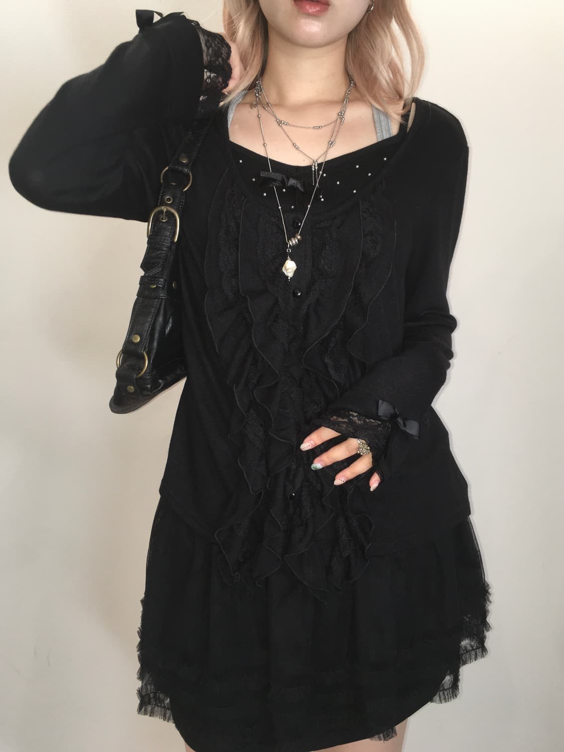 Black ruffle lace cd 상품이미지3
