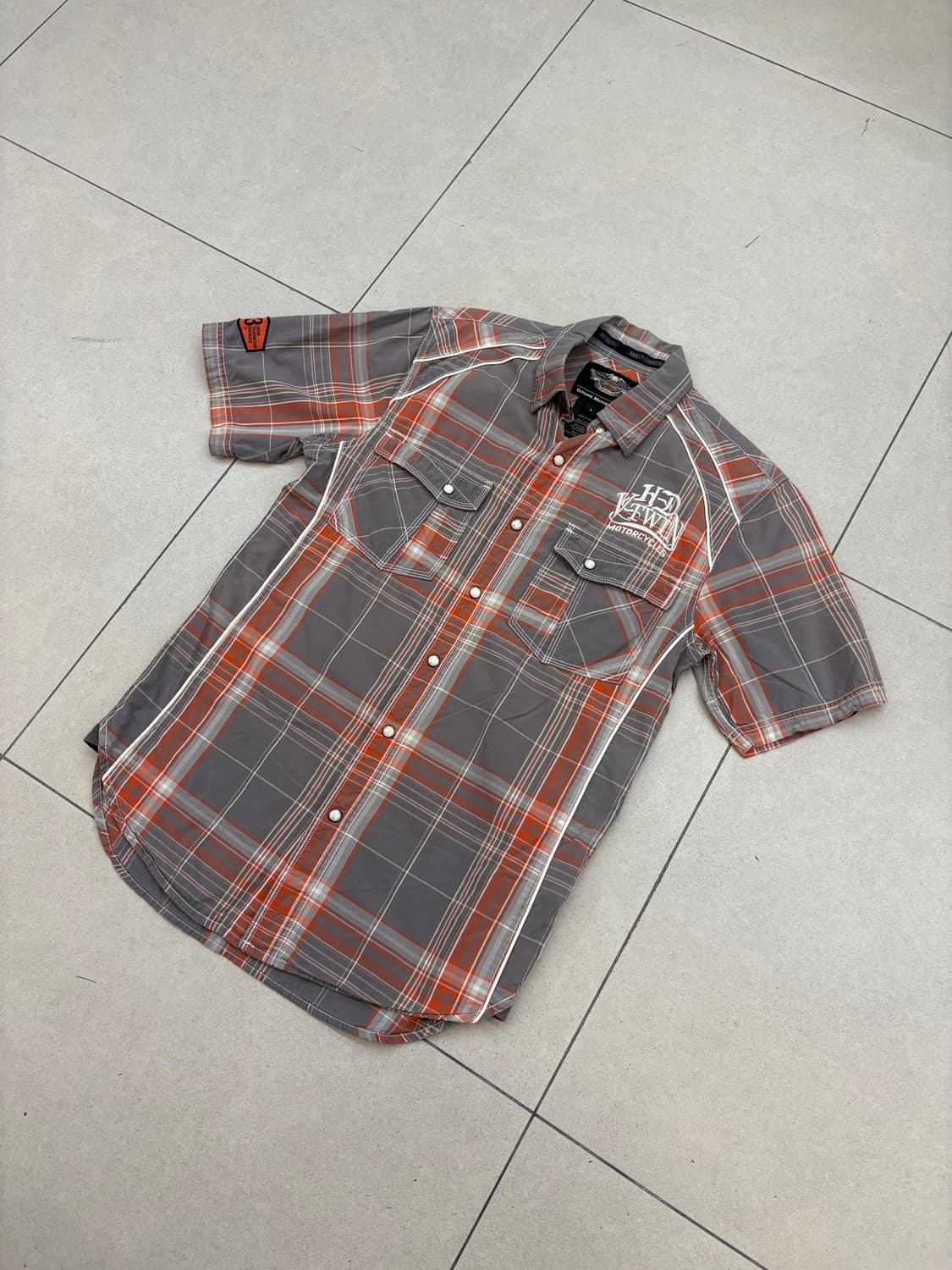 할리데이비슨 반팔 체크 카라 셔츠 상품이미지4