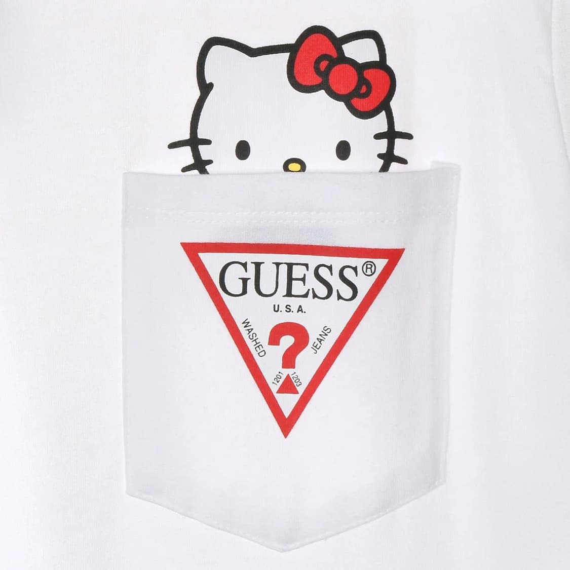 GUESS(게스)X헬로키티 콜라보 트라이앵글로고 포켓 반팔티셔츠 L 상품이미지9