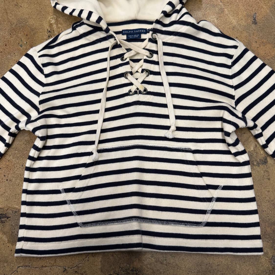 폴로 랄프로렌 스트라이프 흰검 후드티  상품이미지3