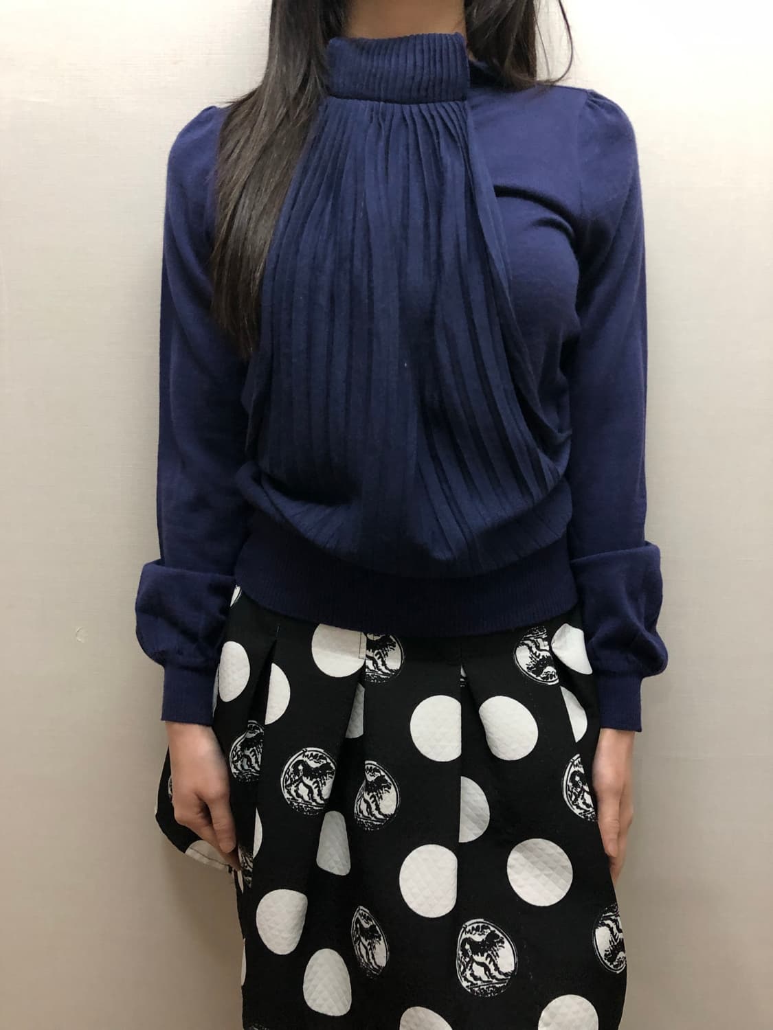 빈티지 퍼플 블루 플리츠 탑 상품이미지1