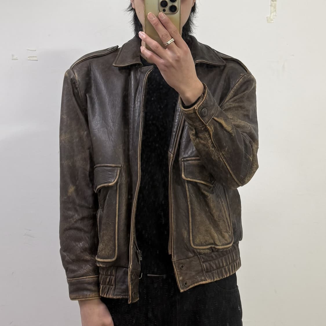 A2 하드에이징 레더 봄버자켓  상품이미지3