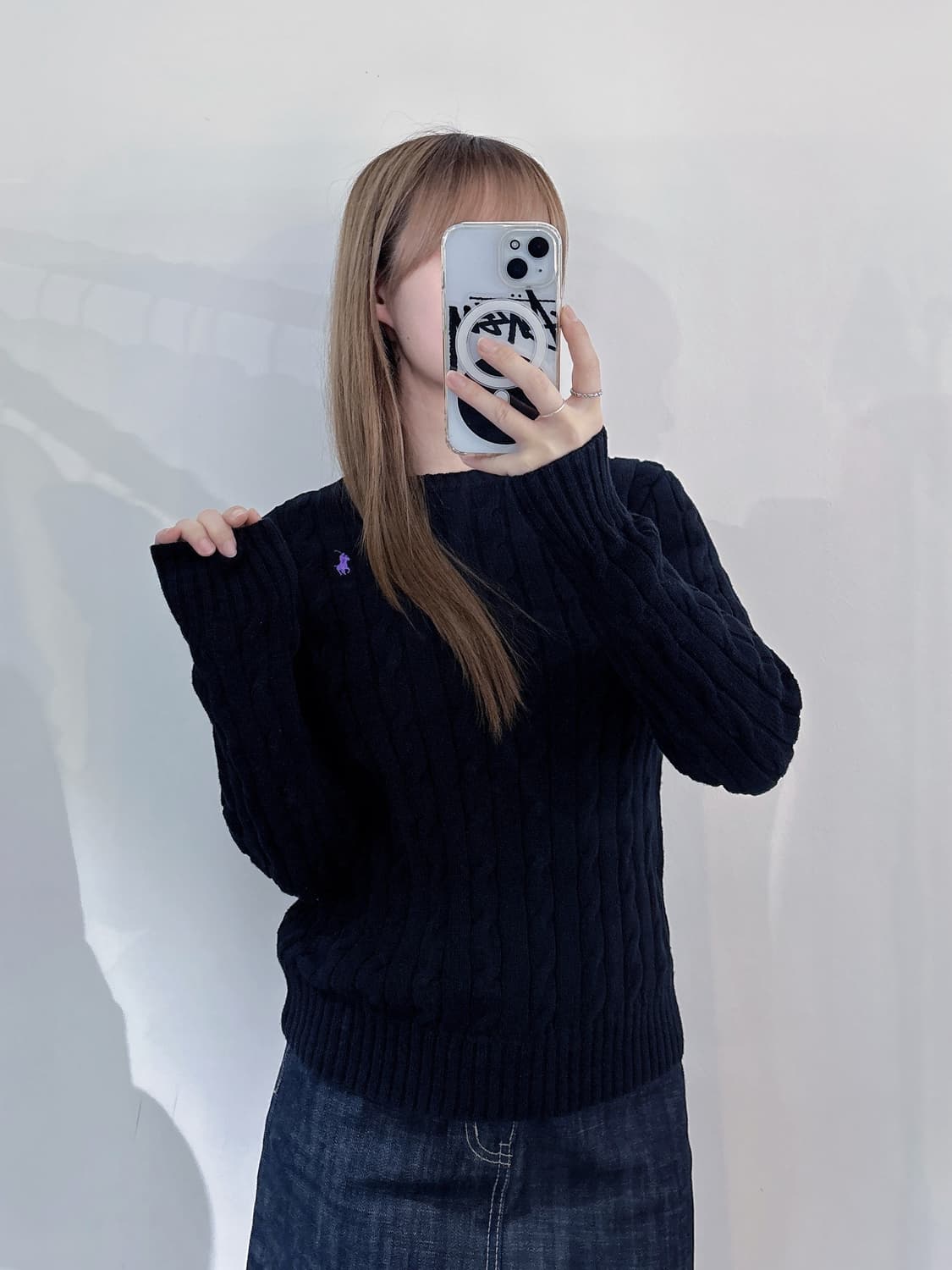 폴로랄프로렌 퍼플포니 블랙 케이블 니트 상품이미지1