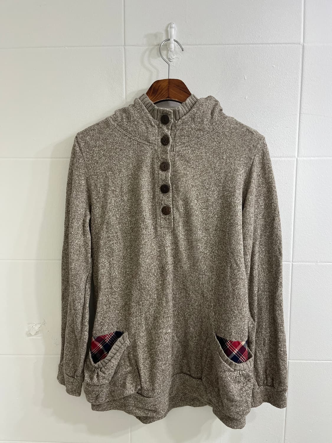 베이지 니혼진 모리걸 체크 코트 코디세트 상품이미지5