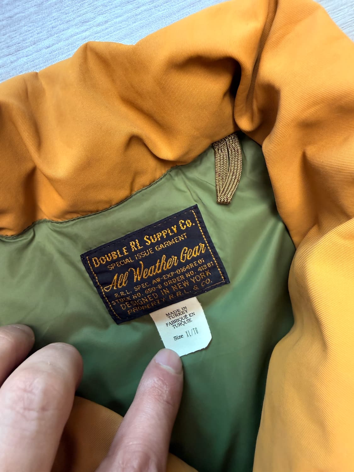 rrl 더블알엘 퀄팅 다운 베스트 옐로우 xl 상품이미지2