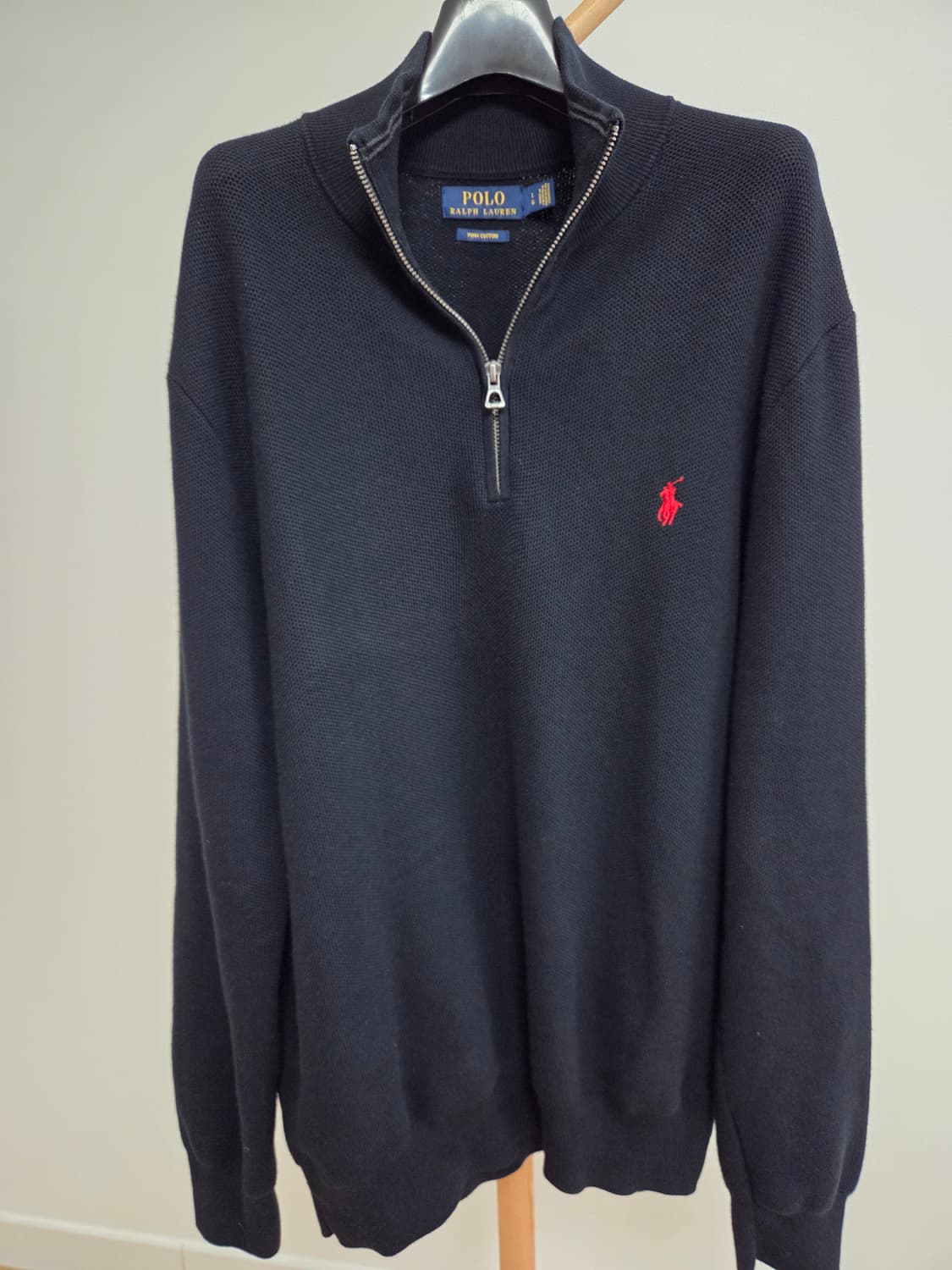 (정품) 폴로 랄프로렌 남성 반집업 피마코튼 니트 블랙 L 상품이미지1