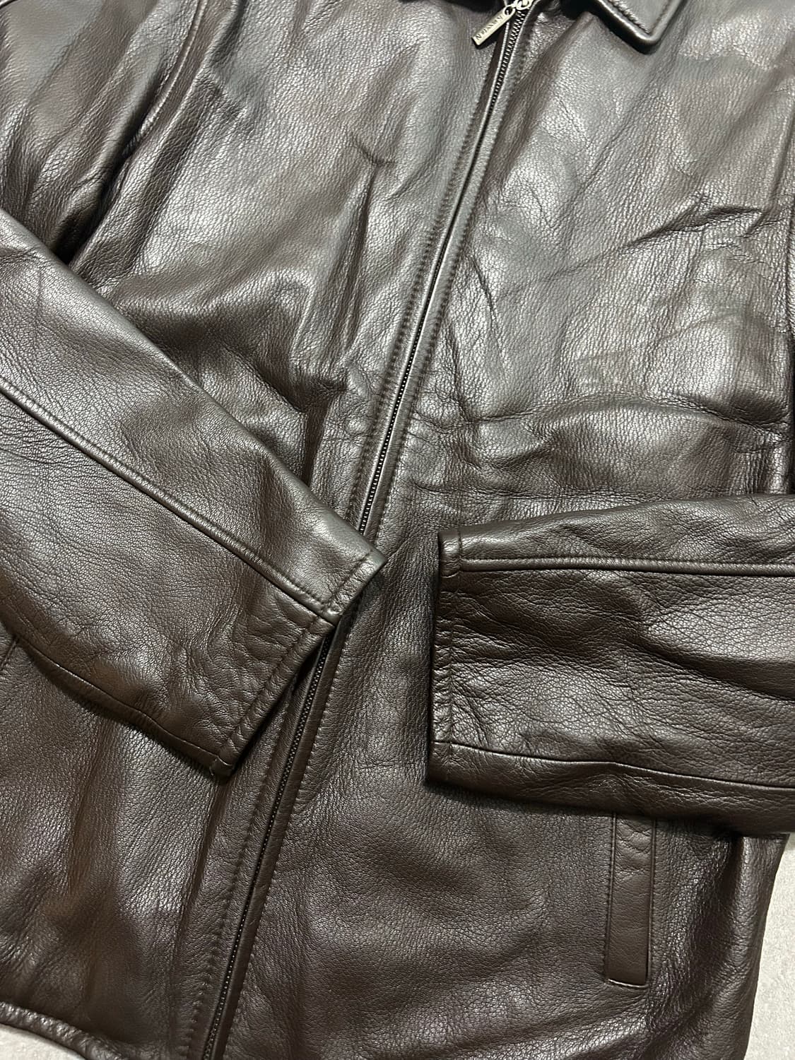90s 베로꾸오이오 소가죽 블랑켓  빈티지 레더자켓 100size   상품이미지10